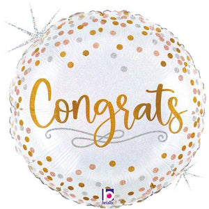"Congrats" - Confetti Helium Balloon 45cm (Melbourne Only)