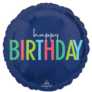 "Happy Birthday" - Modern Helium Balloon 45cm (Melbourne Only)