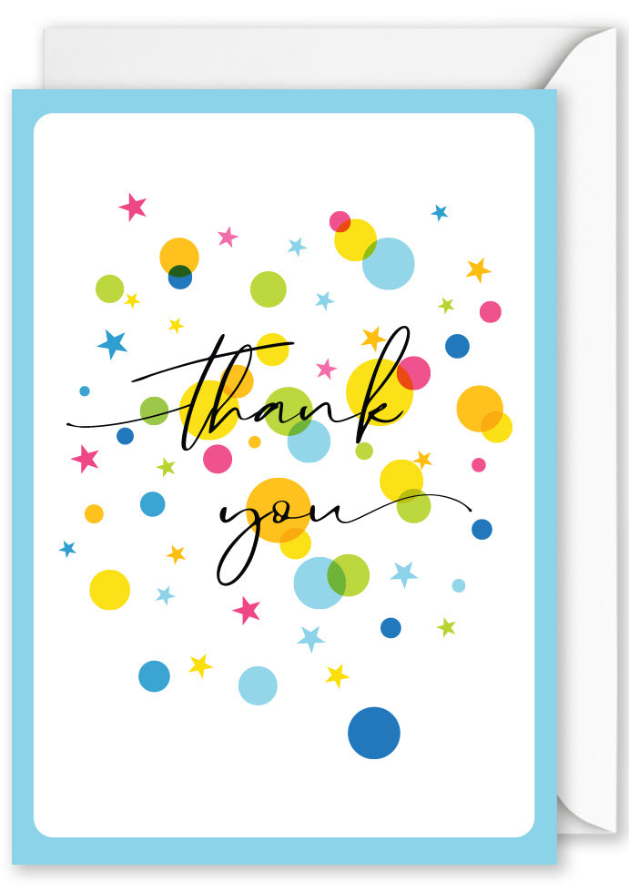 Card - “Thank You” Colourful Spots & Stars