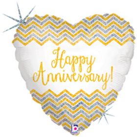 Chevron Anniversary - Helium Balloon 45cm (Melbourne Only)