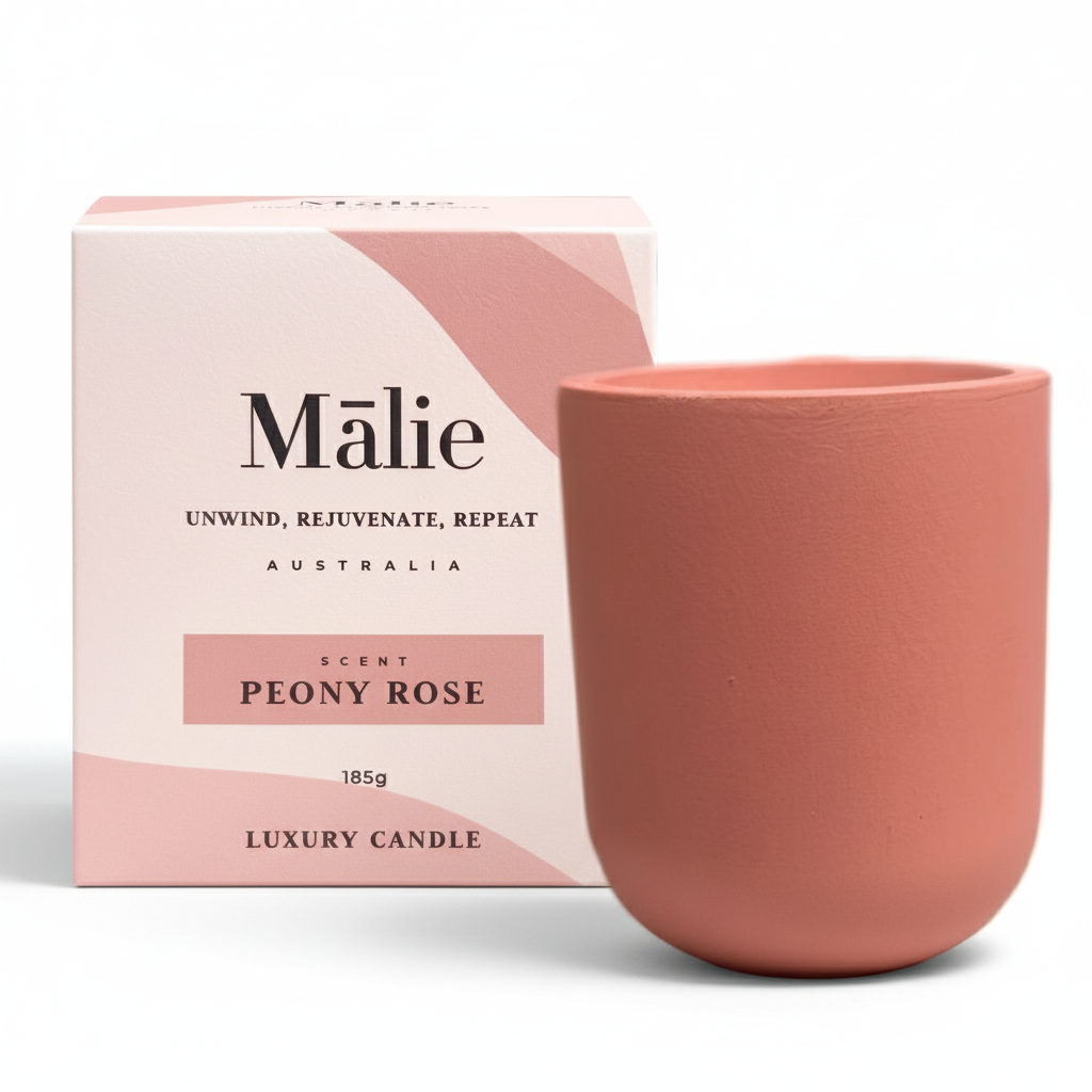 Peony Rose Luxury Soy Candle 185g - Malie