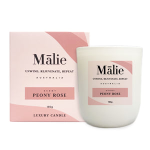Peony Rose Luxury Soy Candle 185g - Malie